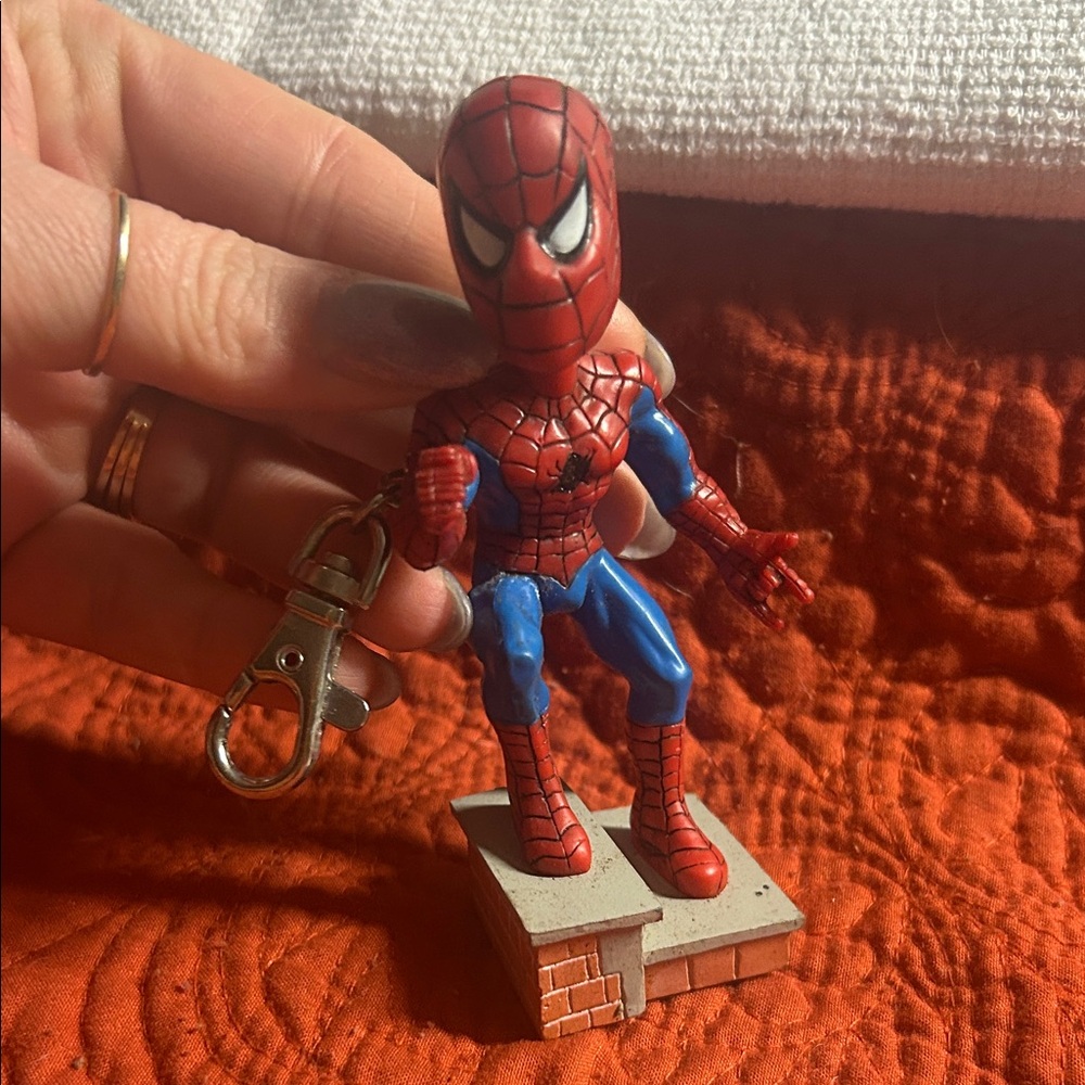 Spider-Man Bobblehead Figure Keychain‎ - Red and Blue 2004 Vintage Keychain